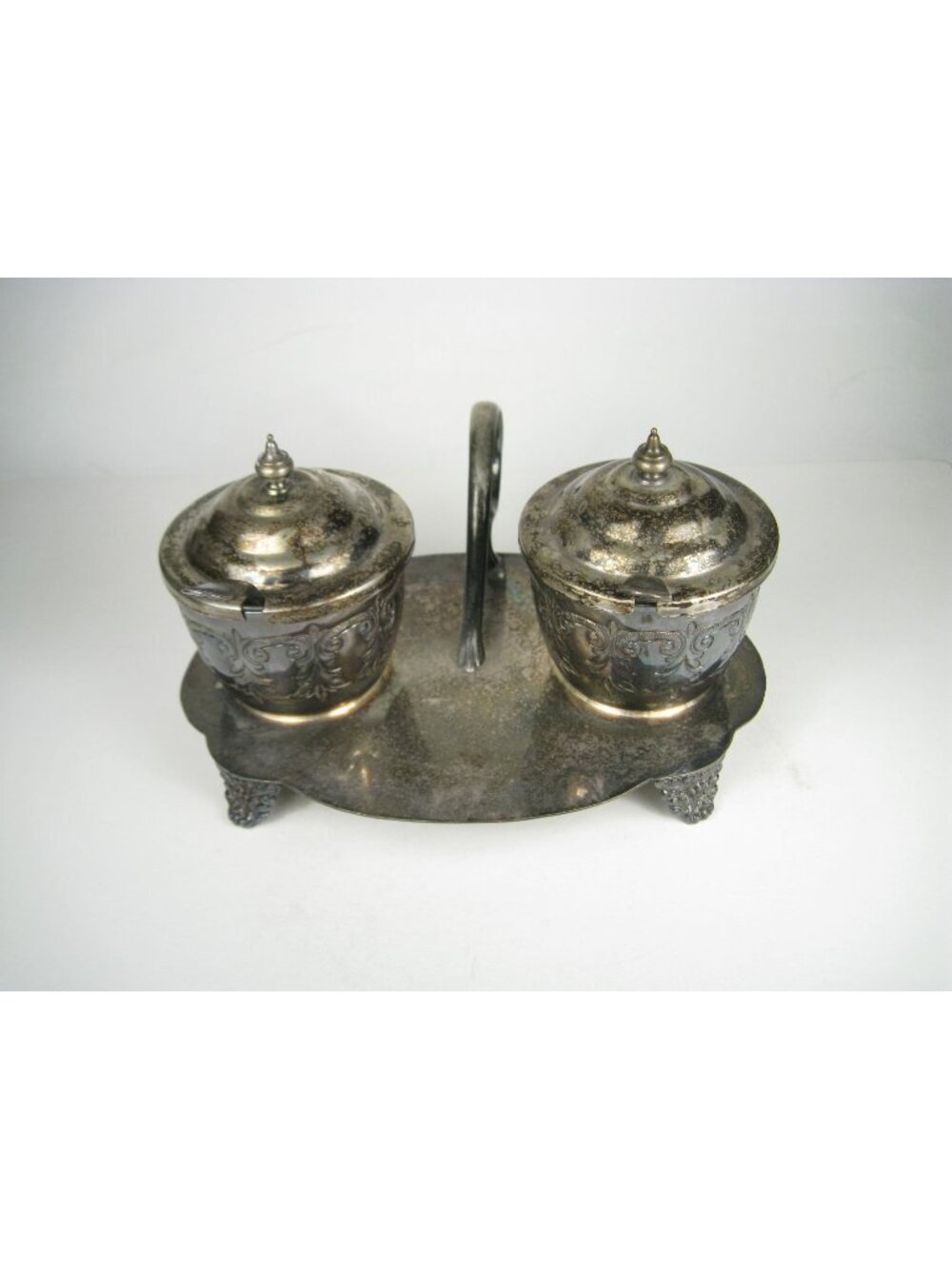 McGlashan Clarke Silver Plated Vintage Jam Jelly Lidded Cups Spoons Condiment